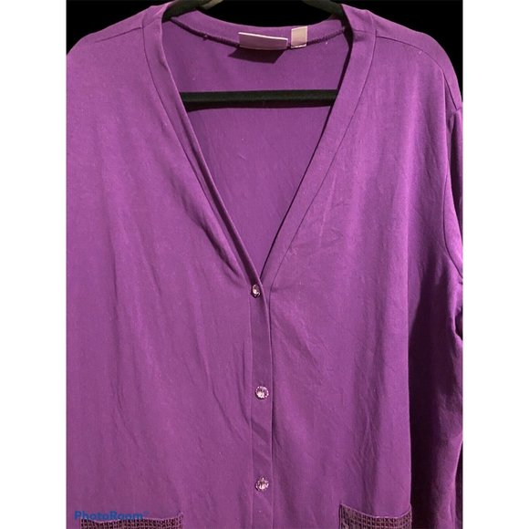 Quacker Factory purple size 2x sequin cardigan 20w/22w QVC - Picture 2 of 4
